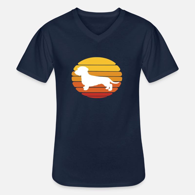 Hund Dackel Sunset Design - Männer-T-Shirt mit V-Ausschnitt - Navy