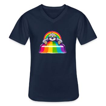 LGBTQ Pride Faultier Regenbogen Spielplatz - Männer-T-Shirt mit V-Ausschnitt - Navy - Vorne - AI Model Male 178 dark (178cm)