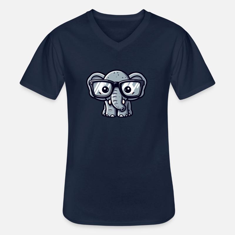 Nerd-Elefant mit Brille - Männer-T-Shirt mit V-Ausschnitt - Navy