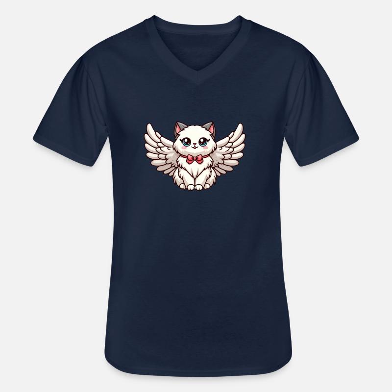 Niedliche Ragdoll-Katze im Comic-Stil mit - Männer-T-Shirt mit V-Ausschnitt - Navy