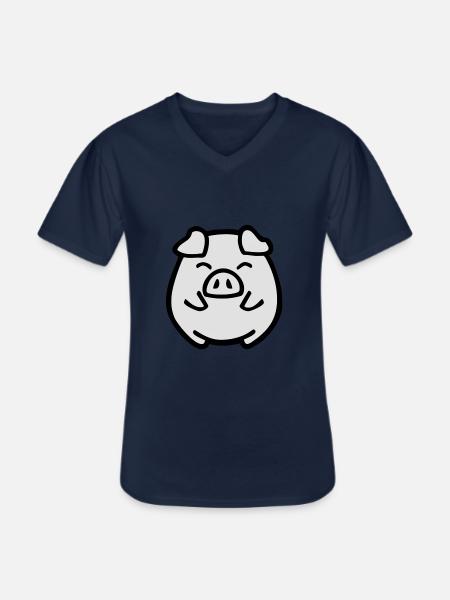 cute pig - Men's V-Neck T-Shirt - navy