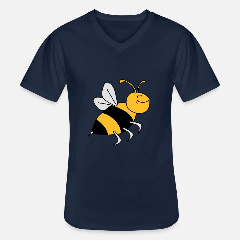 Happy Bee - Männer-T-Shirt mit V-Ausschnitt - Navy