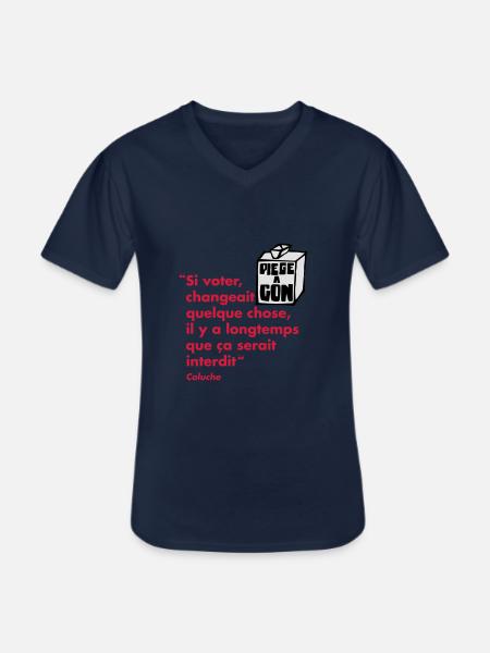 Citation - T-shirt col V Homme - marine