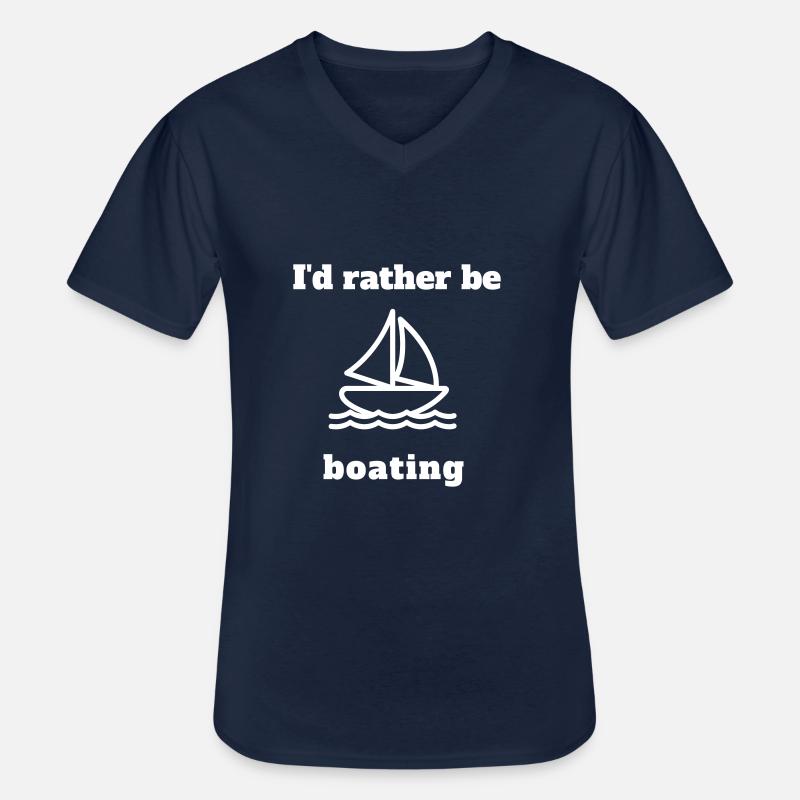 I'd rather be boating! - Männer-T-Shirt mit V-Ausschnitt - Navy