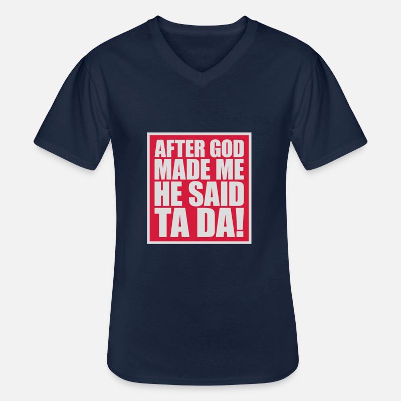after god made me - Männer-T-Shirt mit V-Ausschnitt - Navy