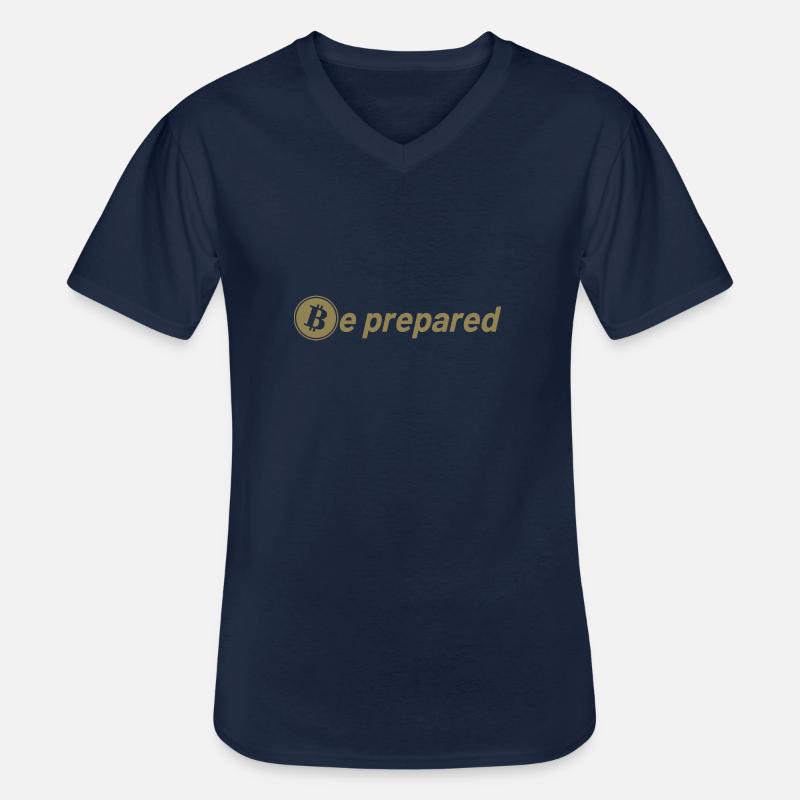 Bitcoin Sprüche Sei vorbereitet - Männer-T-Shirt mit V-Ausschnitt - Navy