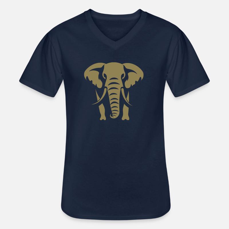 Elefant Silhouette - Männer-T-Shirt mit V-Ausschnitt - Navy