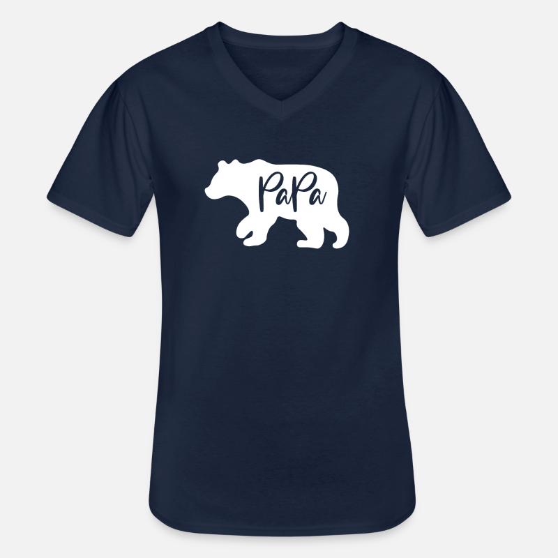 Papa Bär - Männer-T-Shirt mit V-Ausschnitt - Navy