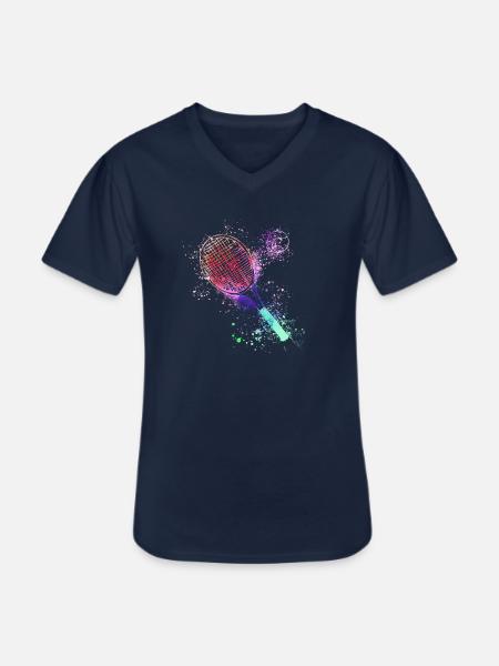 tennis,schläger,ball,graffiti,blau,malerei,bunt - Männer-T-Shirt mit V-Ausschnitt - Navy