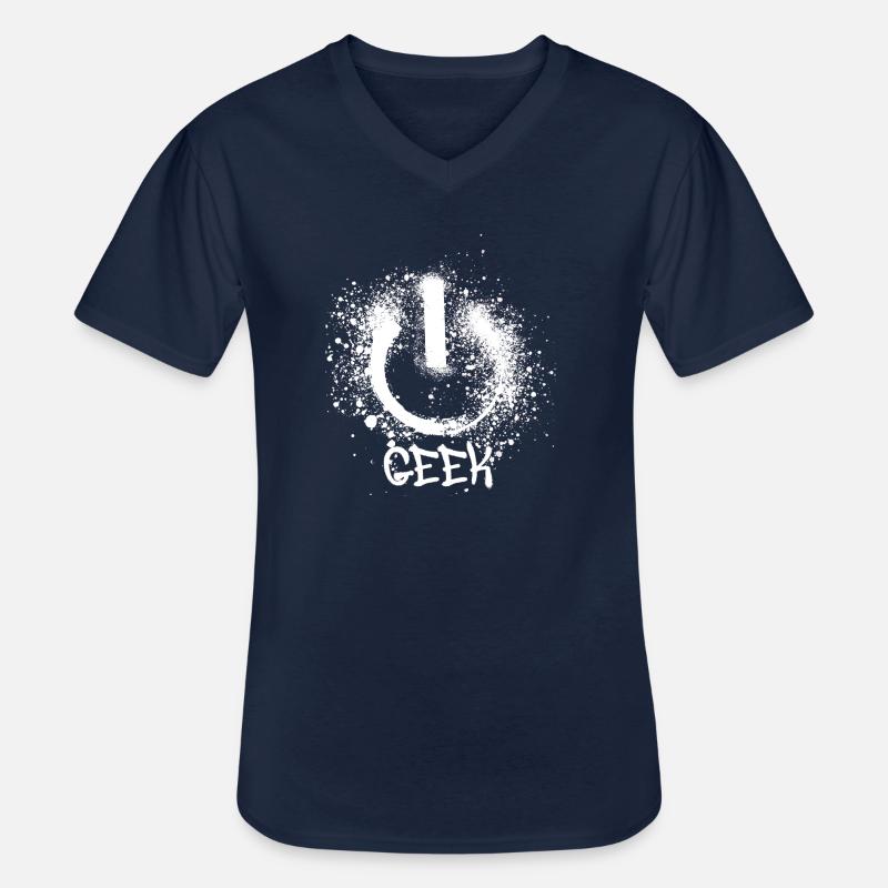 geek,symbol.graffiti,nerd,painting - Men's V-Neck T-Shirt - navy