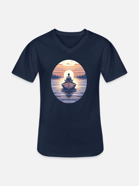 Sailboat, Meditation, Sunset, Nature - Men's V-Neck T-Shirt - navy