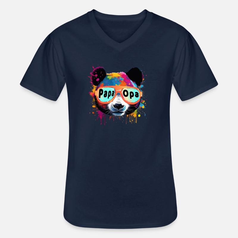Papa, Opa, Bär,pandabär,illustration,bunt,Graffiti - Männer-T-Shirt mit V-Ausschnitt - Navy