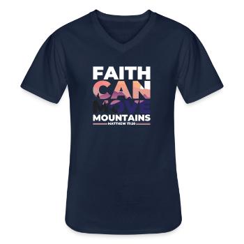 Faith can move Mountains, christliches Geschenk. - Männer-T-Shirt mit V-Ausschnitt - Navy - Vorne - AI Model Male 178 dark (178cm)