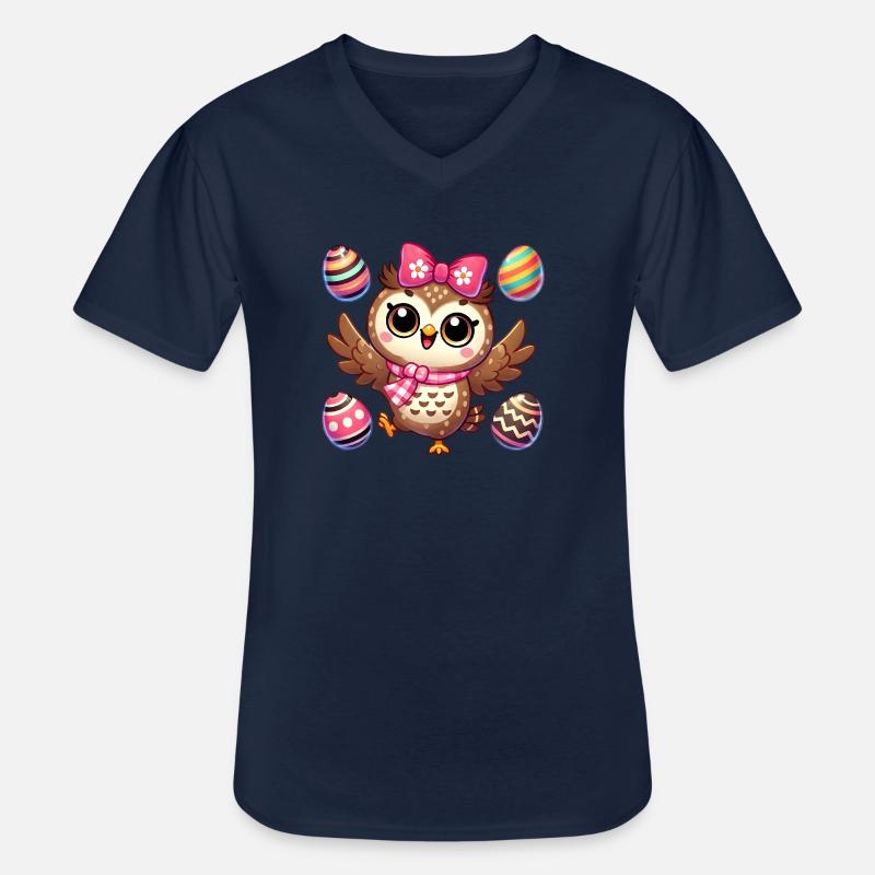 Eule jongliert Ostereier bunter Spaß - Männer-T-Shirt mit V-Ausschnitt - Navy