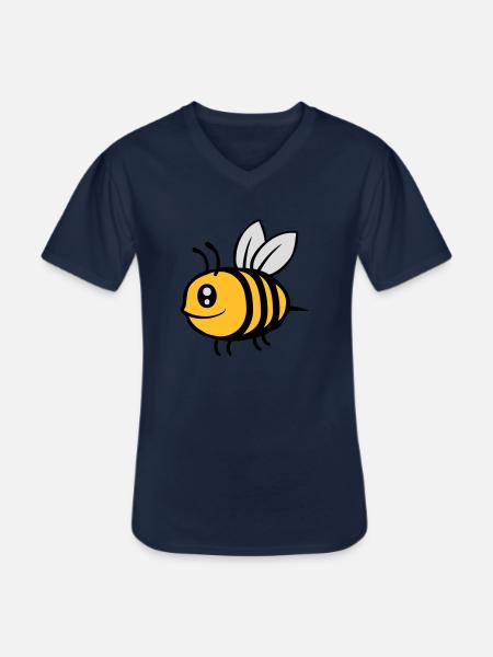 Cute little cartoon bee - Men's V-Neck T-Shirt - navy