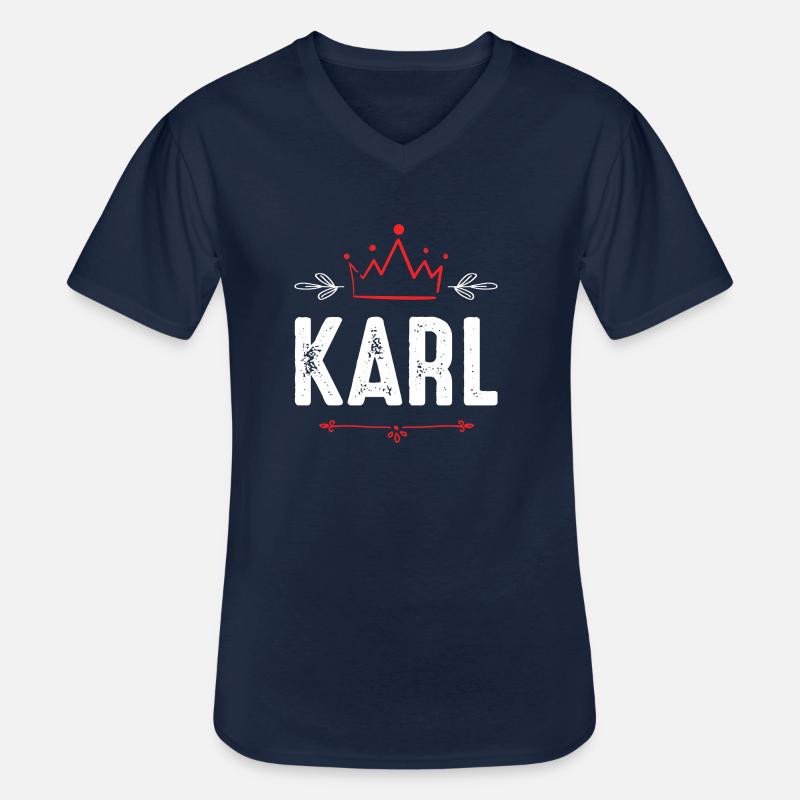 Karl - Männer-T-Shirt mit V-Ausschnitt - Navy