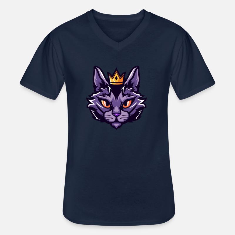 Katze Symbol Krone - Männer-T-Shirt mit V-Ausschnitt - Navy