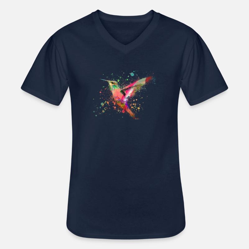 kolibri, graffiti ,malerei, aquarell,vogel,bunt - Männer-T-Shirt mit V-Ausschnitt - Navy