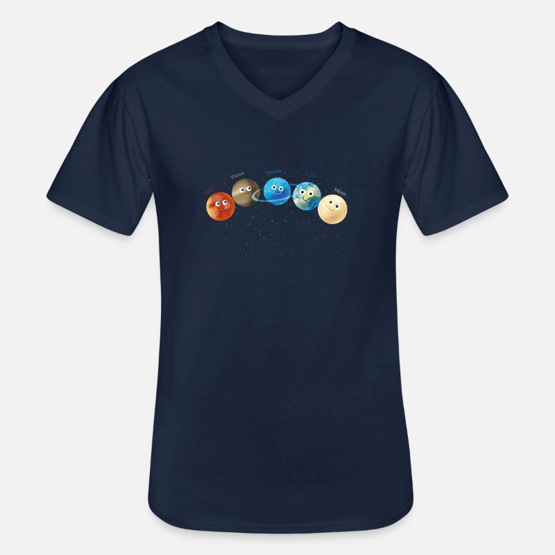 Planets,Solar System,Mercury,Mars,Earth,Planet - Men's V-Neck T-Shirt - navy