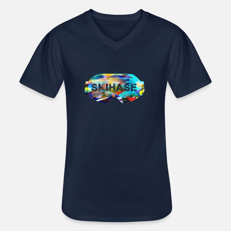 skihase,graffiti,skibrille - Männer-T-Shirt mit V-Ausschnitt - Navy