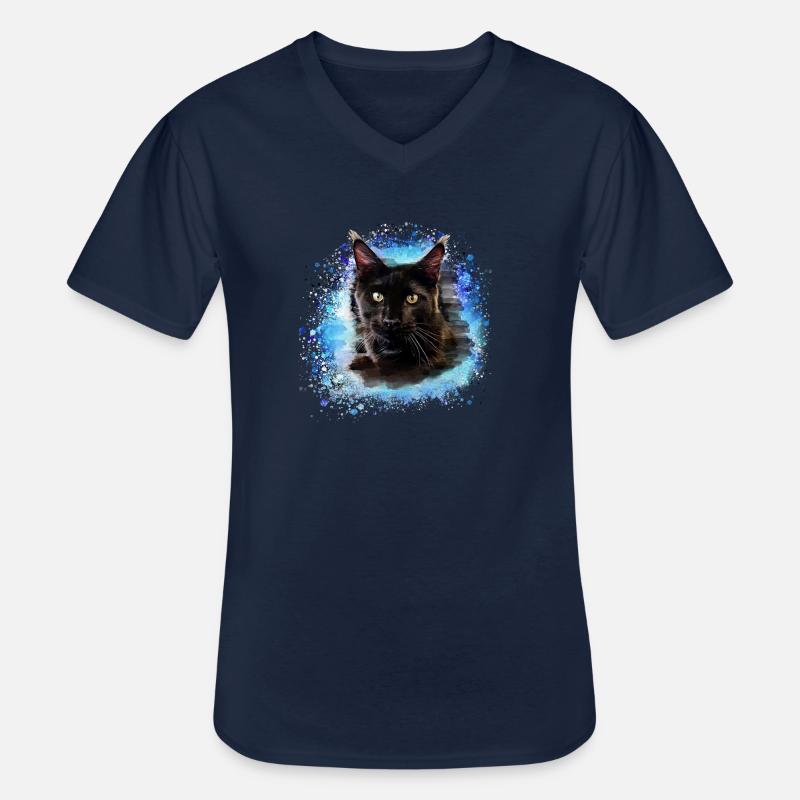 maincoon,katze,graffiti,malerei, Maine-Coon-Katze - Männer-T-Shirt mit V-Ausschnitt - Navy