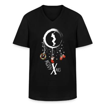 Baseball Weihnachten Weihnachtstraumfänger - Männer-T-Shirt mit V-Ausschnitt - Schwarz - Vorne - AI Model Male 178 dark (178cm)