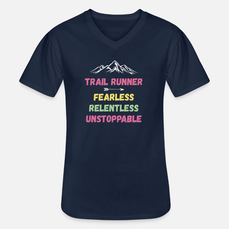 Trail Runner - Intrépide. Implacable. Imparable. - T-shirt col V Homme - marine