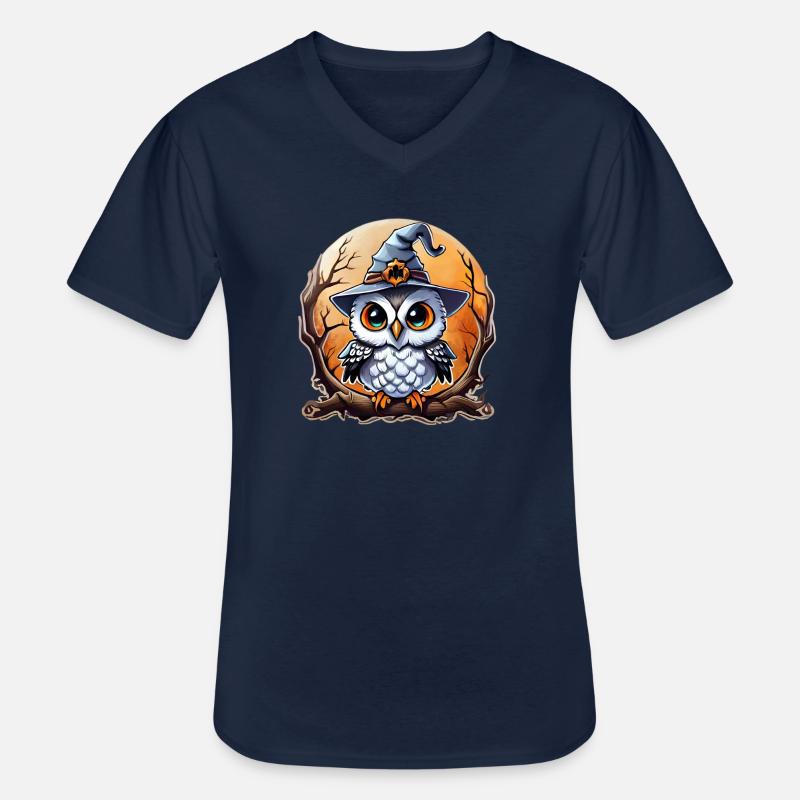 Eulenzauberer Zauberer, Eule und Hut - Männer-T-Shirt mit V-Ausschnitt - Navy
