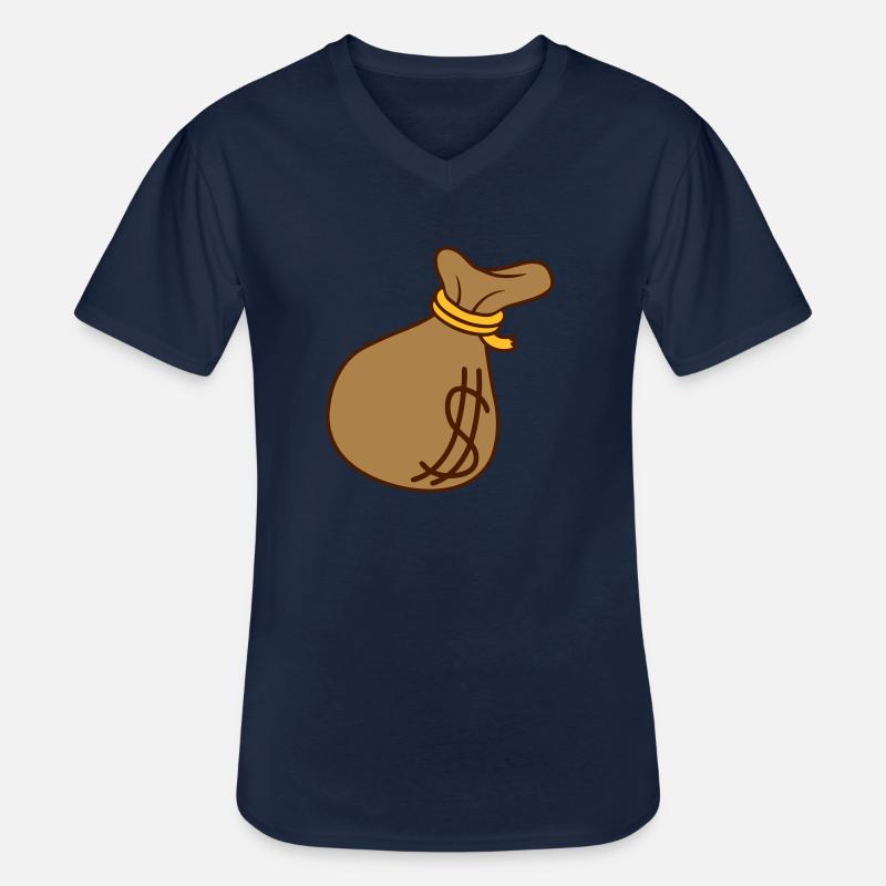 Dollar Symbol Geld Sack - Männer-T-Shirt mit V-Ausschnitt - Navy