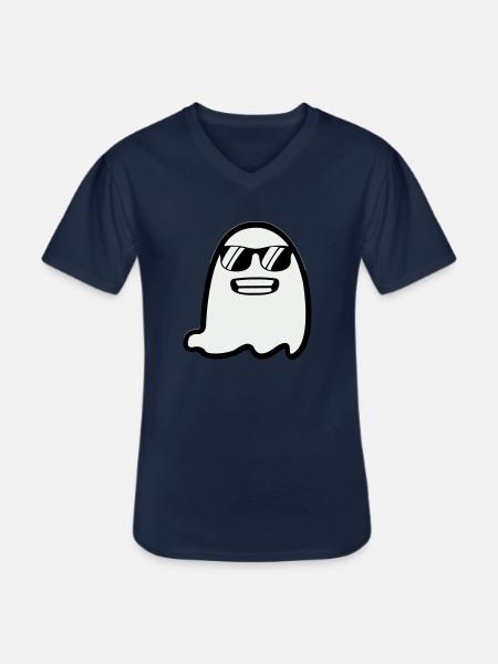 Ghost with Sunglasses - Men's V-Neck T-Shirt - navy