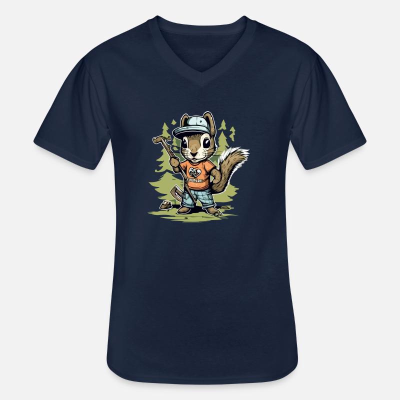 Hacki das Eichhörnchen - Männer-T-Shirt mit V-Ausschnitt - Navy