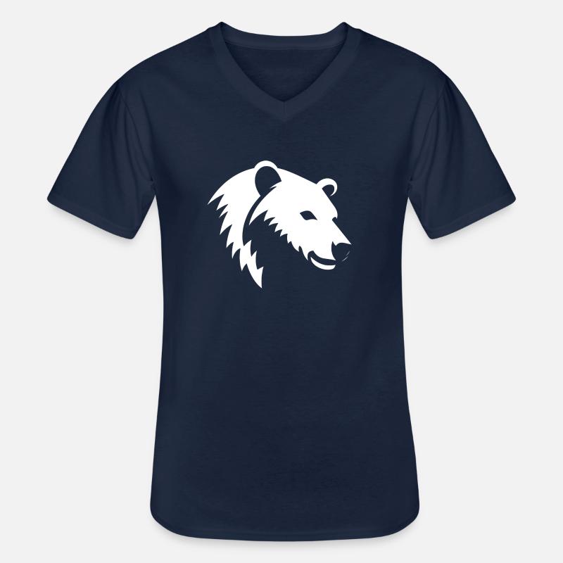Bär Silhouette eines Eisbärkopfes - Männer-T-Shirt mit V-Ausschnitt - Navy