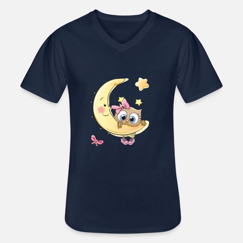 Baby Eule Mond Sterne - Männer-T-Shirt mit V-Ausschnitt - Navy