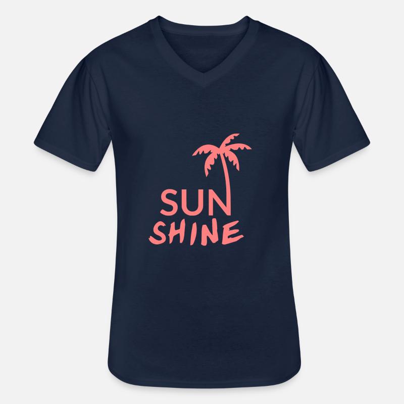 SUN SHINE - Männer-T-Shirt mit V-Ausschnitt - Navy