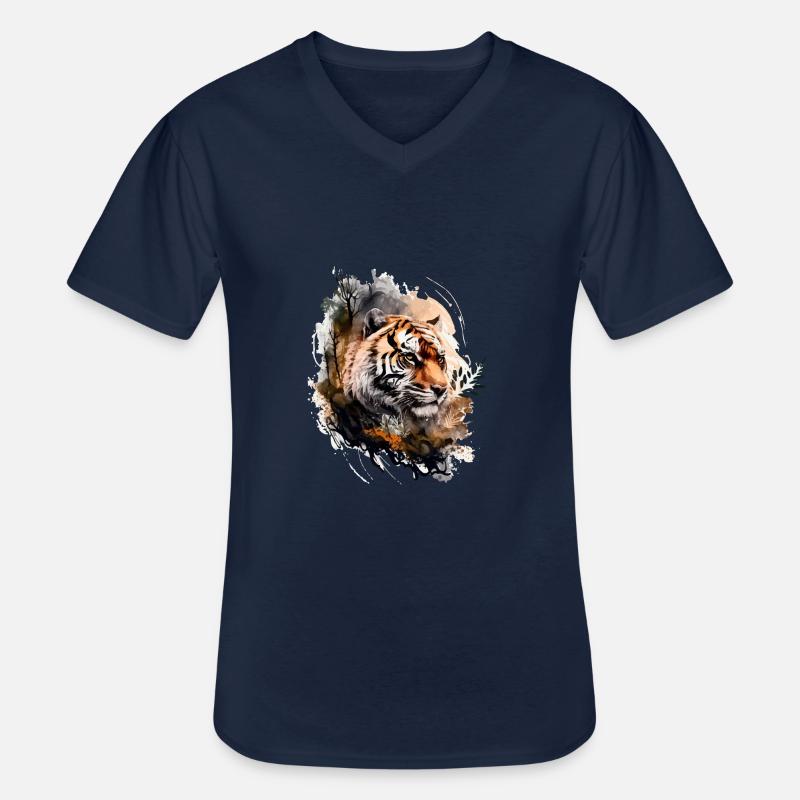 Der Tiger - Männer-T-Shirt mit V-Ausschnitt - Navy