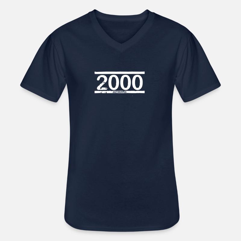 2000 ANTWERPEN - Männer-T-Shirt mit V-Ausschnitt - Navy