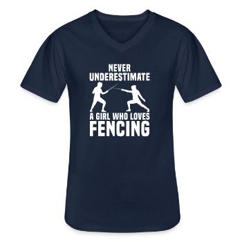 Fechterin Fechter Parierstange Mädchen Sport Hobby - Männer-T-Shirt mit V-Ausschnitt - Navy - Vorne - AI Model Male 178 dark (178cm)