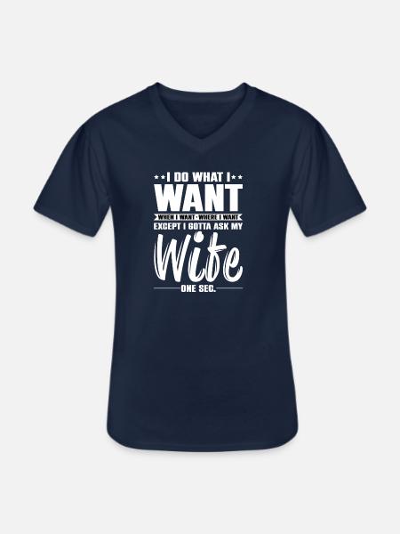 Jeg elsker min dronning par par kone - Klassisk herre T-shirt med V-udskæring - marineblå