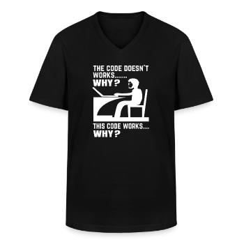 Software Developer Programmer Gift - Men's V-Neck T-Shirt - black - Front - AI Model Male 178 dark (178cm)