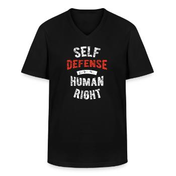 Krav Maga Self Défense Arts Martiaux Cadeau - T-shirt col V Homme - noir - Devant - AI Model Male 178 dark (178cm)