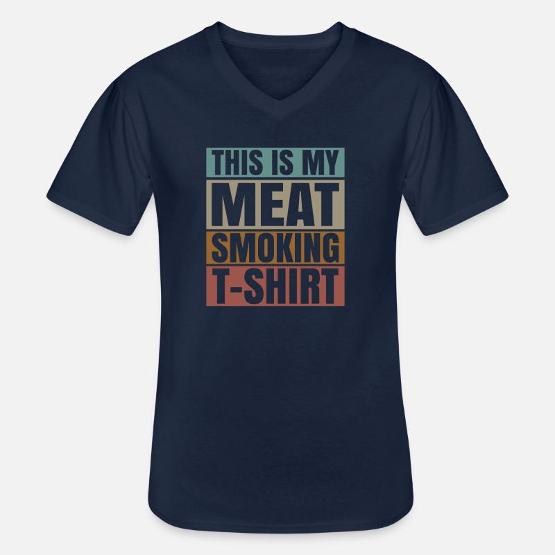 Fleisch Räuchern - Männer-T-Shirt mit V-Ausschnitt - Navy