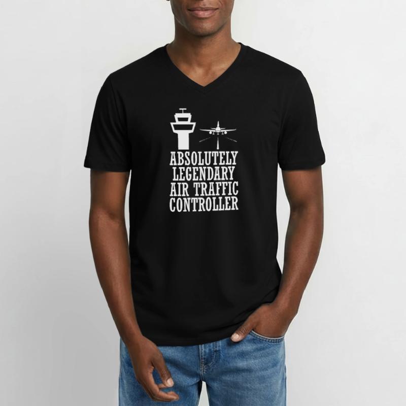 Air traffic controller Tower controller Flight attendants Men's V-Neck T-Shirt