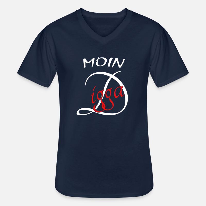 Moin Digga - Männer-T-Shirt mit V-Ausschnitt - Navy