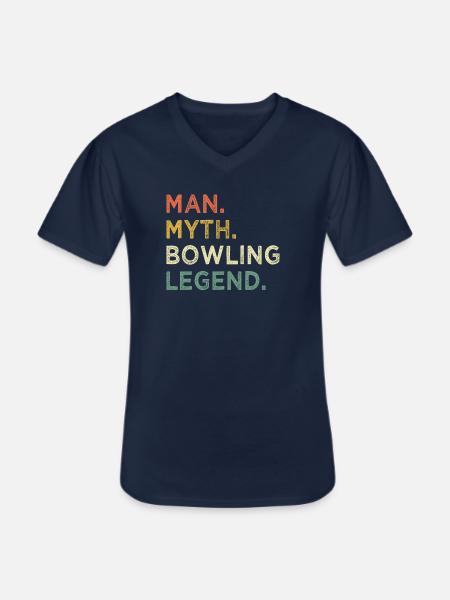 Bowling Cone Spareball Pins Ball Strike - Klassiek mannen T-shirt met V-hals - navy
