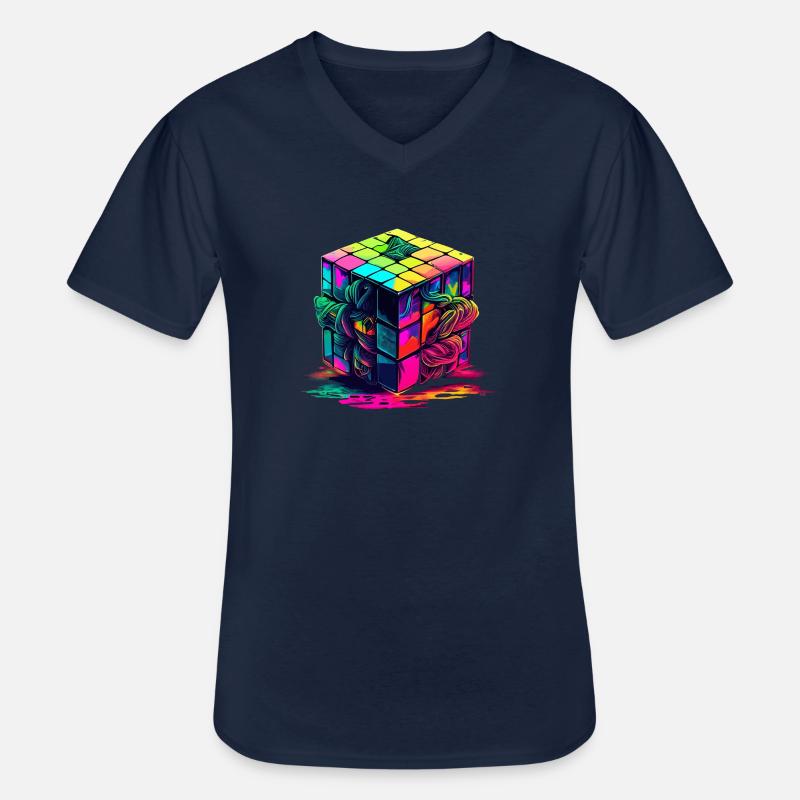 cube - Männer-T-Shirt mit V-Ausschnitt - Navy