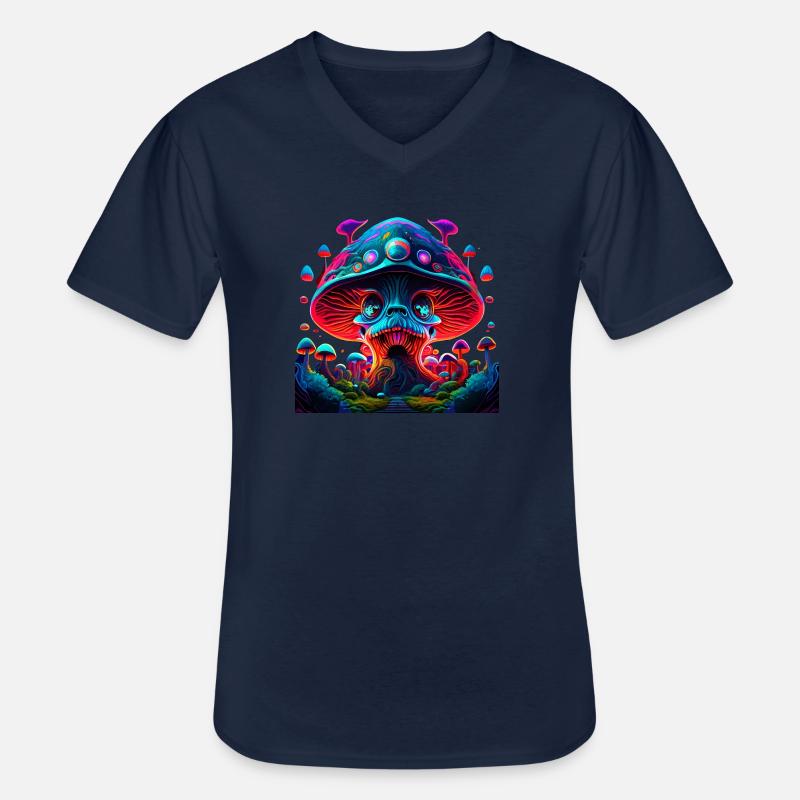 psyco mushroom - Männer-T-Shirt mit V-Ausschnitt - Navy