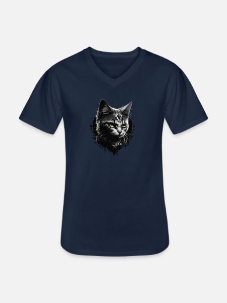 Bad Cat - Men's V-Neck T-Shirt - navy