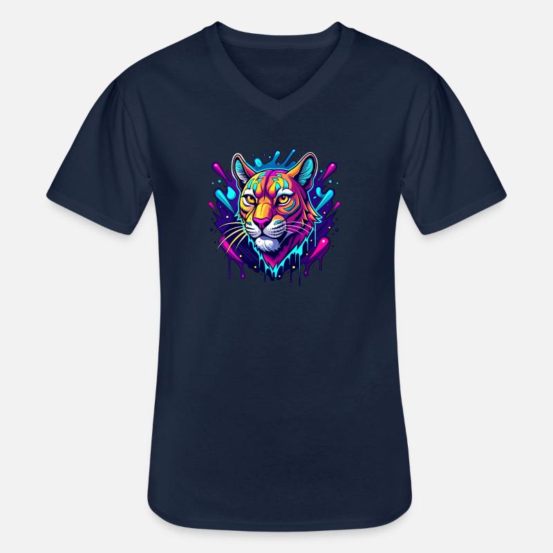 panther - Männer-T-Shirt mit V-Ausschnitt - Navy