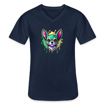 Vert Chihuahua - T-shirt col V Homme - marine - Devant - AI Model Male 178 dark (178cm)