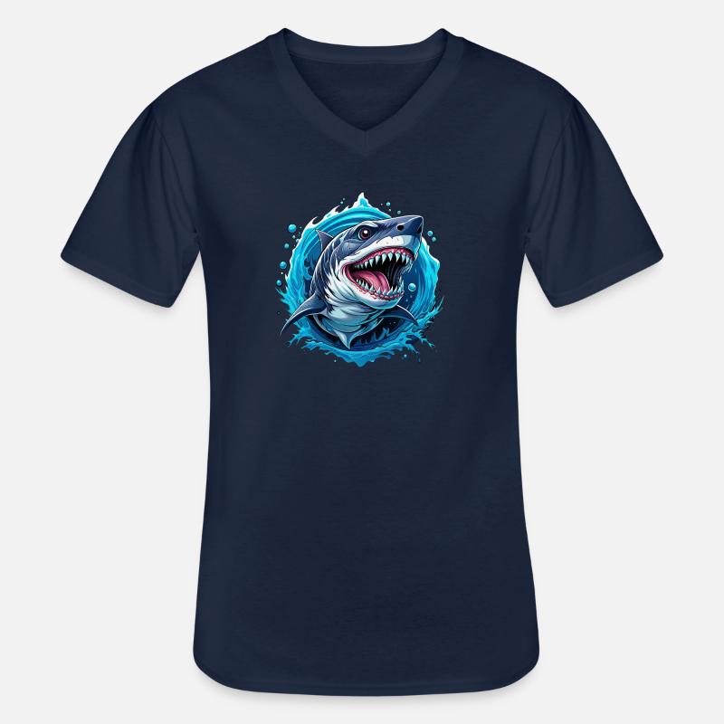 hai - Männer-T-Shirt mit V-Ausschnitt - Navy